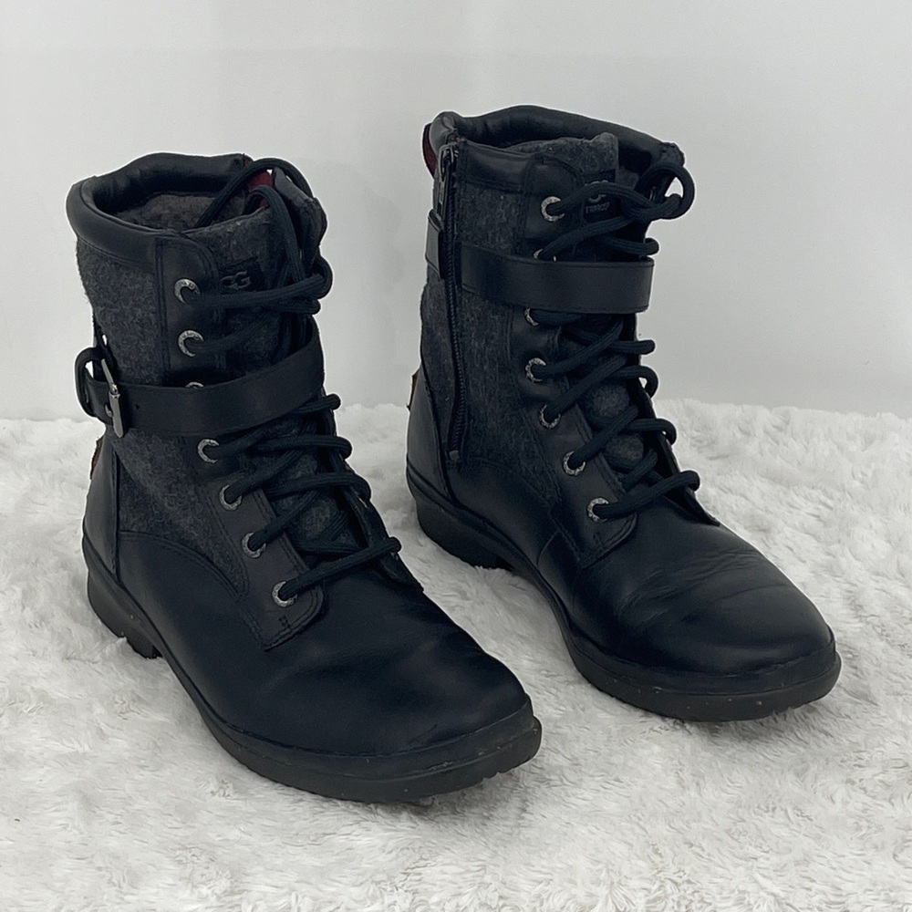 UGG Black and Gray Women's Combat Boots SIZE 7.5 SPECKLED SOLES